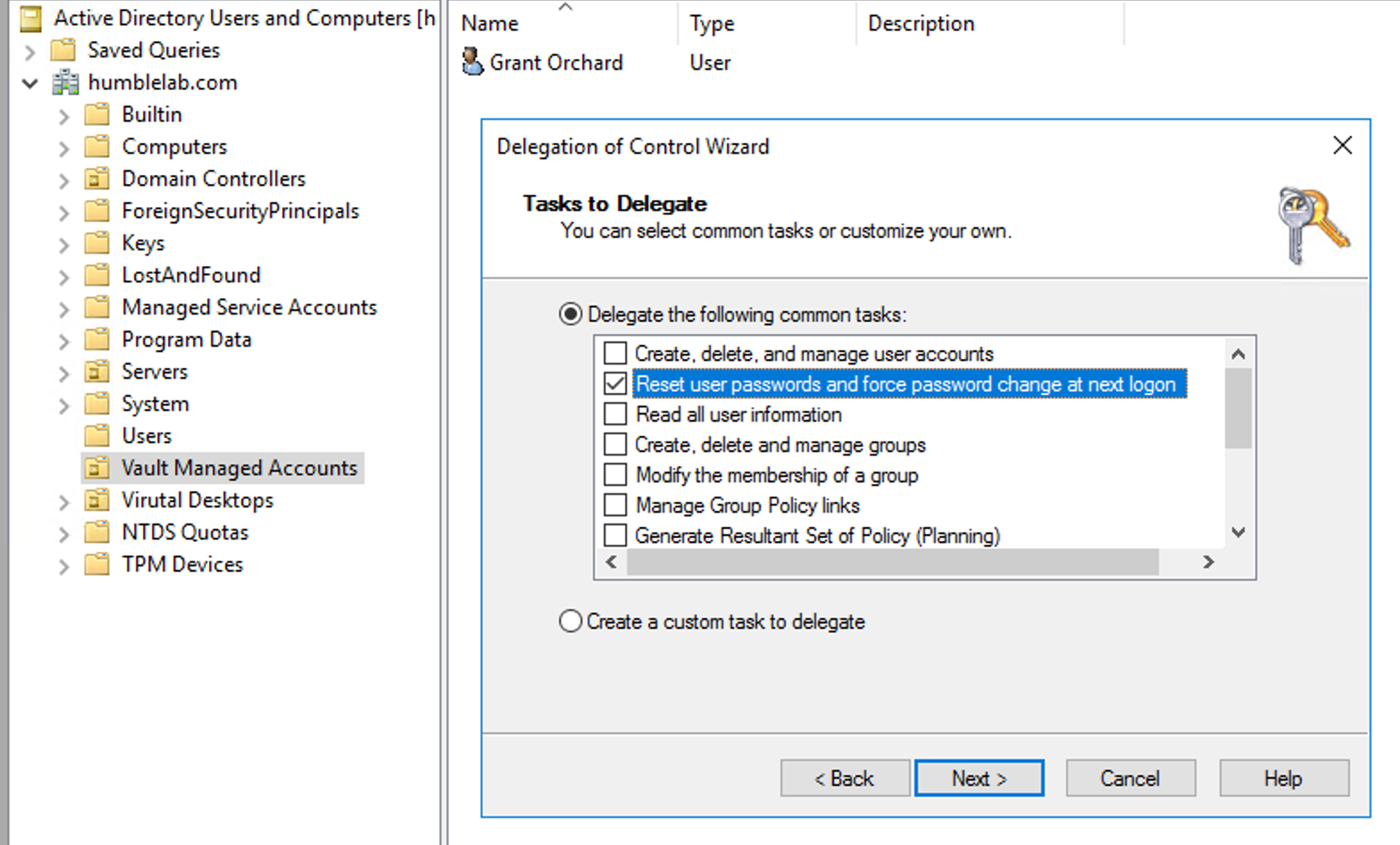 Assigning a user for password rotation